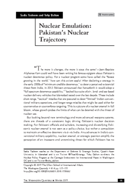 Nuclear Emulation Pakistan Nuclear Trajectory