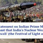 CNDP Statement on Indian Prime Minister's Public Boast that India's Nuclear Weapons are Not for 'Diwali' (the Festival of Light and Sound)
