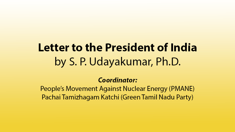 Letter to the President of India by S. P. Udayakumar