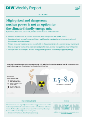 DIW Weekly Report – High-priced and dangerous- nuclear power is not an option for the climate-friendly energy mix