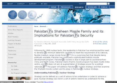 Pakistans Shaheen Missile Family 2015