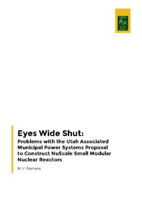 Eyes Wide Shut: Problems with the Utah Associated Municipal Power Systems Proposal to Construct NuScale Small Modular Nuclear Reactors