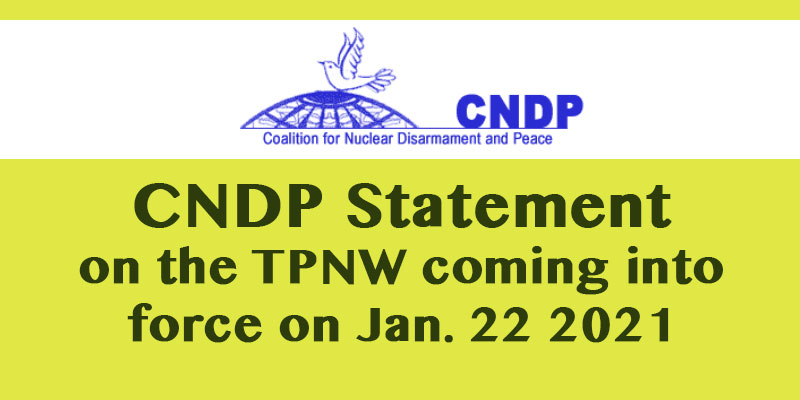 CNDP Statement on the TPNW coming into force on Jan. 22 2021