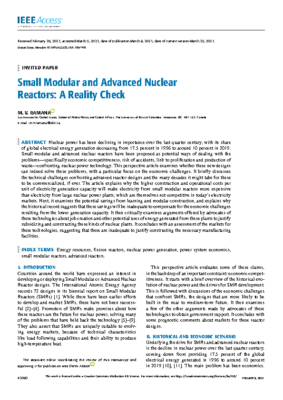 Sharing a paper titled “Small Modular and Advanced Nuclear Reactors: A Reality Check” from IEEE Access